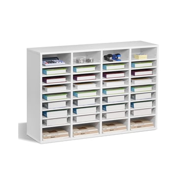 VEVOR Wooden Literature Organizer 36 Compartments with Adjustable Shelves White