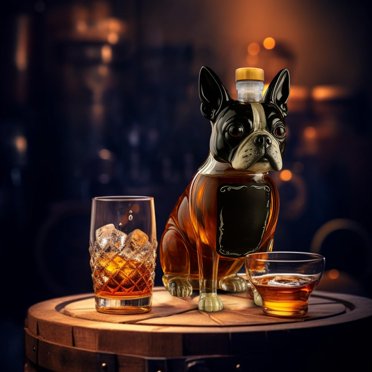Uuiauoio Carafe à Whisky en Forme de Chien, Bouteille d'Alcool en Verre Borosilicaté Élevé, Distributeur de Spiritueux Transparent 320 ml pour Collection de Bar, Cadeau Tendance pour les Passionnés de Whisky et Déco Maison Unique