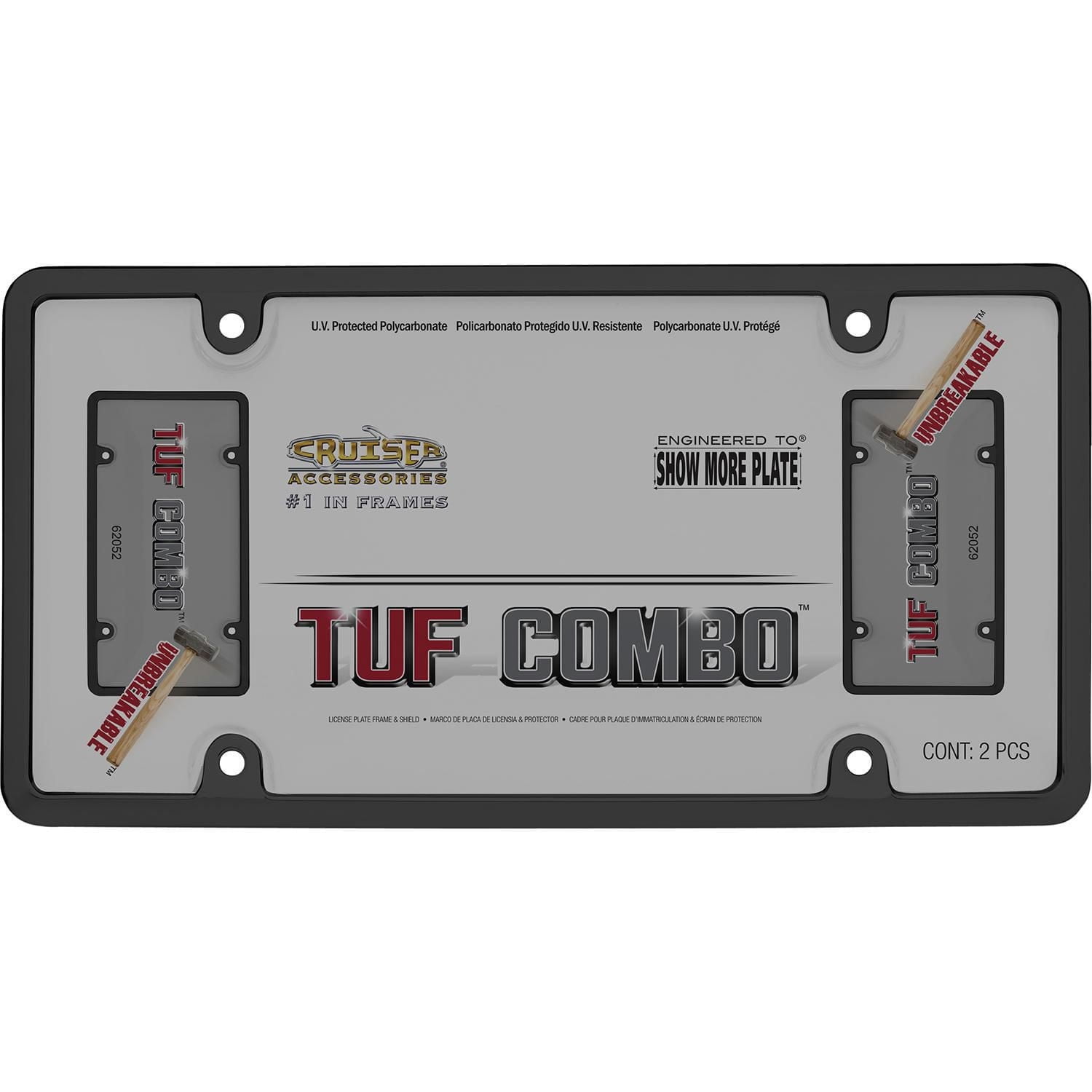 Cruiser Accessories Tuf Combo, Blk/Smk License Plate Shield