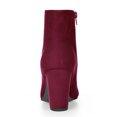 thumbnail image 3 of BLISSFUL STEP Women's Side Zipper Round Toe Block Heel Ankle Boots Burgundy 8, 3 of 7
