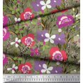 thumbnail image 3 of Soimoi Green Poly Georgette Fabric Leaves & Floral Artistic Decor Fabric Printed Yard 52 Inch Wide, 3 of 5