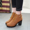 thumbnail image 2 of jsaierl Metal Solid Color Round Toe Thick Side Zipper Winter Women's Leather Boots, 2 of 4