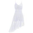 thumbnail image 4 of Oyolan Robe de Danse Ballet à Sequins pour Femmes Bretelles Spaghetti Col en V Ourlet Haut Bas Danseuse Lyrique Blanche G, 4 of 7