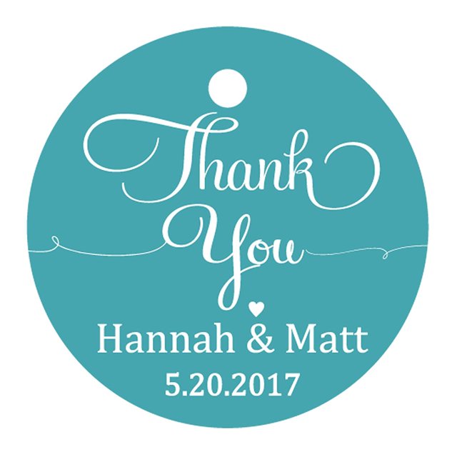 100 PCS Personalized Thank You Hang Tags Custom Wedding Favors Round Gift Paper Tags