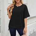 thumbnail image 3 of T-shirts à Manches Courtes pour Femmes Été Col Rond Décontracté Mode T-Shirt Basique Vêtements Mignons Tenues Tendance, 3 of 6