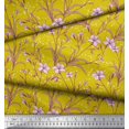 thumbnail image 2 of Soimoi Rayon Fabric Leaves & Azalea Floral Print Sewing Fabric Yard 56 Inch Wide, 2 of 3