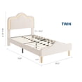 thumbnail image 3 of GloryStar LED Princess Bed Frame, Velvet Upholstered Kids/Girls Platform Bed with Adjustable Lighted Headboard & Footboard, Wooden Slats, No Box Spring Required, 3 of 9