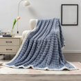 thumbnail image 3 of Bwiyojiz Home & Kitchen Decor Bedding Textiles Blankets Throws 59x40 in Fleece Throw Blanket for Couch Soft Warm Fluffys Cream Solid ColorBlanket Decorative and Giftable Striped, Gifts for Her, Gray, 3 of 6