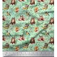 thumbnail image 1 of Soimoi Silk Fabric Owl,Squirrel & Rabbit Animal Printed Craft Fabric by The Yard 42 Inch Wide, 1 of 3