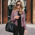 thumbnail image 1 of Drppepioner Veste Motard à Revers pour Femmes, Fermeture à Glissière, Courte, Punk, Grande Taille, 1 of 6
