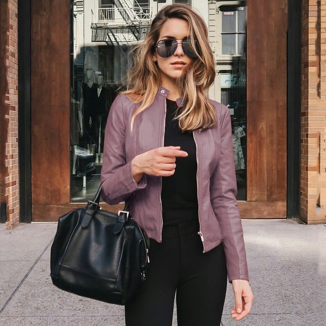 Drppepioner Veste Motard à Revers pour Femmes, Fermeture à Glissière, Courte, Punk, Grande Taille