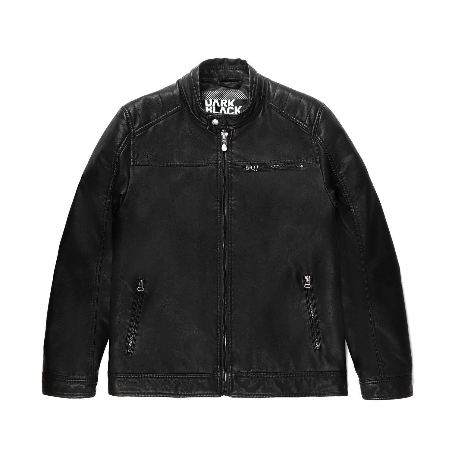 Veste moto en cuir végane pour hommes Dark Black