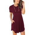 thumbnail image 4 of DPTALR Women's Round Neck Long Dress Short Sleeved Solid Pocket Dress, 4 of 6