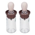 thumbnail image 3 of 2pcs Oil Container with Silicone Brush Oil Dispenser Bottle for Kitchen Grilling Baking Cooking Brown, 3 of 14