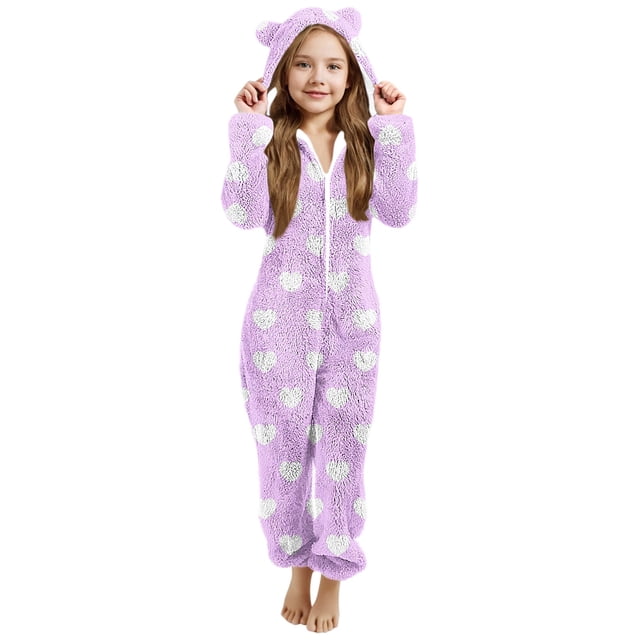Pyjama pour Bébé Fille, Combinaison à Capuche à Manches Longues pour Chaleur Hivernale
