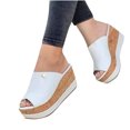 thumbnail image 1 of Leutsin Sandales d'Été pour Femmes à Talon Compensé, Semelle Épaisse, Tongs Unies, 1 of 5