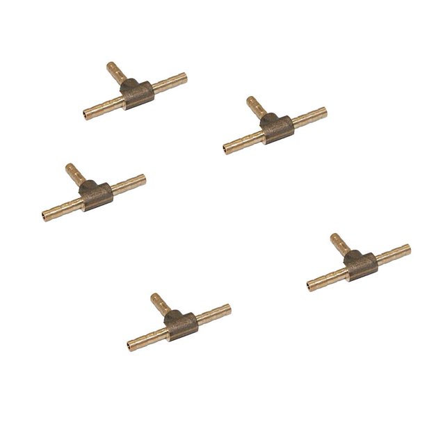 5x Brass Barbed T Piece Silicone Fuel Hose Joint Adapter 4mm
