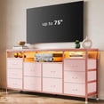 thumbnail image 3 of TV Stand with 10 Fabric Drawers for 65 70 75 Inches TV, 63" W Entertainment Center TV Console Table with LED Lights & Power Outlets & Open Storage Shelves, 3 of 8