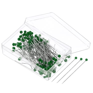 Uxcell Steel Wire Sewing Pins 1.46 inch Pearlized Ball Head Pins Straight Pin for Fabric Decorative Dark Green 400 Pcs