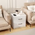thumbnail image 4 of Gymax Table de Chevet Moderne 2 Pcs à 2 Tiroirs avec Rangement pour Salon Chambre Blanc, 4 of 10