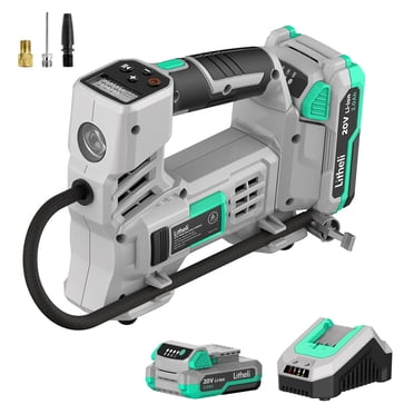 Litheli 20V Cordless Tire Inflator Air Compressor, 150 PSI Car Tire Pump with Digital Pressure Gauge, 2.0Ah Battery & Fast Charger