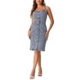 thumbnail image 1 of INSPIRE CHIC Robe en Denim à Boutons pour Femme Sans Manches à Encolure Cœur Robes en Jean Gris Bleu TG, 1 of 4
