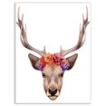 thumbnail image 2 of Designart Portrait de Cerf avec Tête Florale - Impression sur Toile de Cerf, 2 of 3