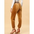 thumbnail image 4 of INSPIRE CHIC Pantalon Jogger en Velours à Taille Haute à Cœurs Contrastants pour Femme Brun TP, 4 of 5