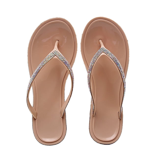 Leutsin Women's Summer Flip-Flops Shoes Colored Diamond Craft Edge Diamond Slippers