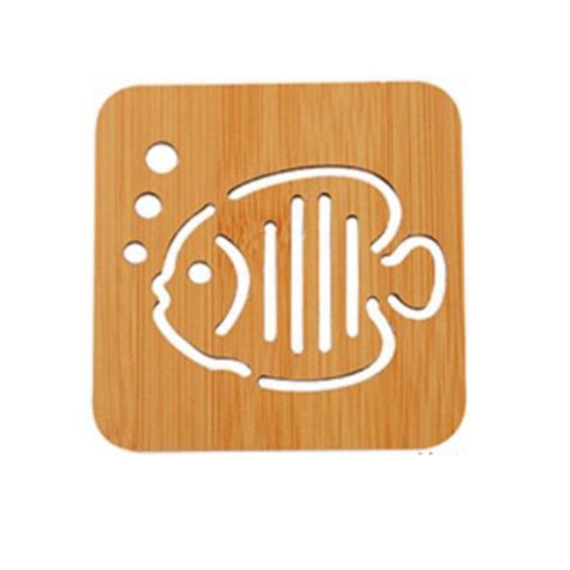 Agiferg Bamboo Wood Hollowed Wooden Cup Mat Cartoon Table Mat Pot Mat Bowl Mat
