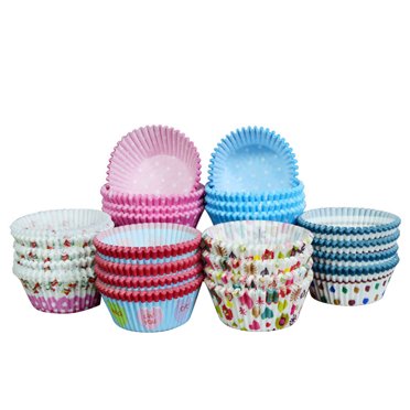 80 Pcs Cupcake Wrappers Heat Resistant Oil-proof Round Thicken Paper Cups Muffin Liners (Random Pattern)