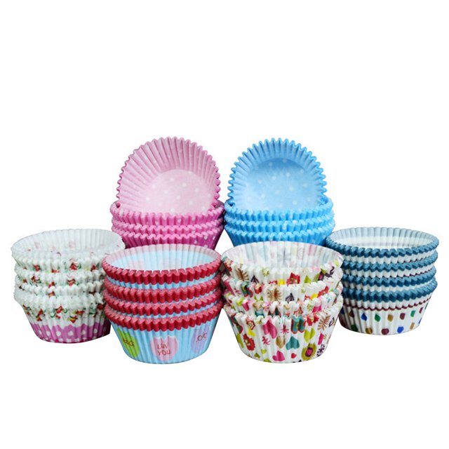 80 Pcs Cupcake Wrappers Heat Resistant Oil-proof Round Thicken Paper Cups Muffin Liners in random patterns, featuring colorful designs such as polka dots, floral prints, and abstract shapes. Made from sturdy, flexible paper, these baking liners are ideal for cupcakes, desserts, and candies. Perfect for events like baby showers, weddings, and birthday parties.