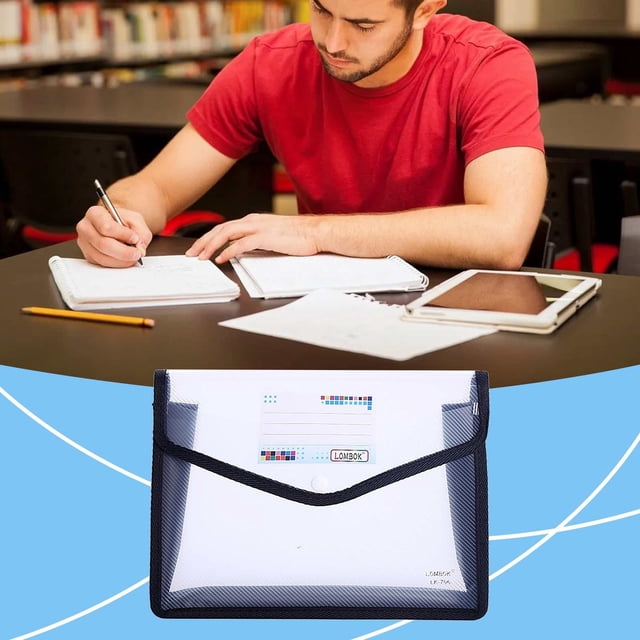 Ecohintz Plastic Folders A5 Expanding File Folder - Snap-Closure Document Organizer with Pockets | Transparent School/Office Pouch, Plastic Folders with Snap Closure, White