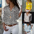 thumbnail image 3 of Femmes Revers Manches Longues Blouse Florale Chemise Filles Florale Modèle en Vrac Style Tops Chemise, 3 of 9