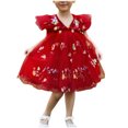 thumbnail image 1 of Yanlir Robe de Fête Sans Manches en Tulle à Volants et Dentelle pour Filles, Été, Broderie, Nœud, Robes, Col Rond, Tenue Mode pour Événements Spéciaux (Rouge, 4 Ans), 1 of 9