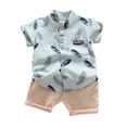 thumbnail image 1 of MIASHUI Toddler Boy Cotton Summer Short Sleeve T-Shirt and Short Set,Green,6-12 Months, 1 of 5