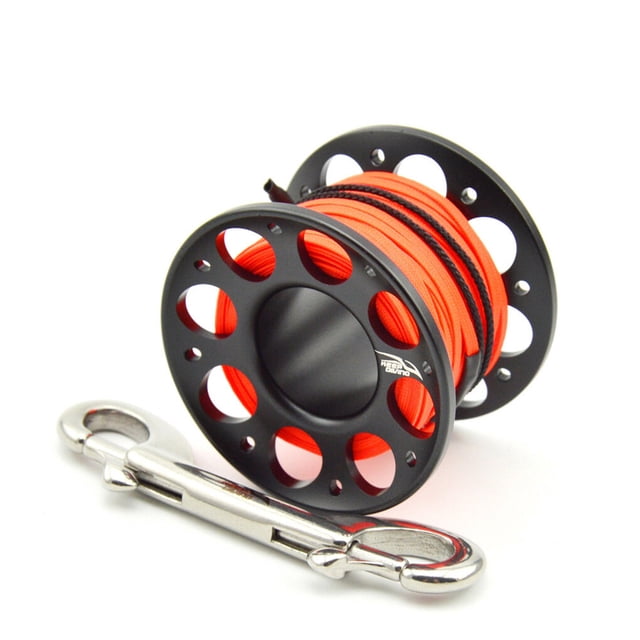 Transemion Keep Diving FXL-952 Spool Reel Polyester Rope Rotary Reels Outdoor Sports Fishing Accessories with Double End Hook Black 15m