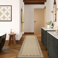 thumbnail image 1 of HOMERRY 2' x 6' Modern Scalloped Pattern Geometric Border Area Rug for Hallway Kitchen Non Slip Washable Carpet, Light Brown, 1 of 5