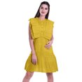 thumbnail image 1 of Moomaya Womens Ruffle Sleeve A,Line Schiffli Dress Solid Designer Party Dress, 1 of 6