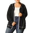 thumbnail image 1 of Unique Bargains Women's Plus Size Zip Front Long Sleeve Pocket Hoodies, 1 of 8