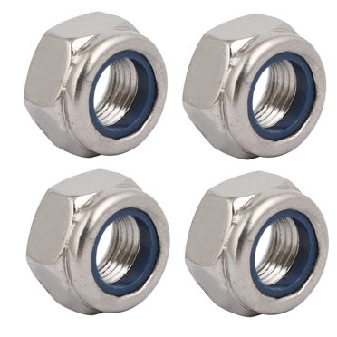 Unique Bargains 4pcs M12 x 1.25mm Pitch Metric Fine Thread 304 Stainless Steel Hex Lock Nuts