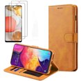 thumbnail image 1 of for Samsung Galaxy A53 5G Case With 2x Screen Protector, Premium PU Leather Flip Wallet Case [Card Holder][Stand Function] Shockproof Protective Cover (Brown), 1 of 5