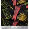 thumbnail image 2 of Soimoi Black Velvet Fabric Lemon Slice & Soft Drinks Summer Designs Fabric Prints By Yard 58 Inch Wide, 2 of 3