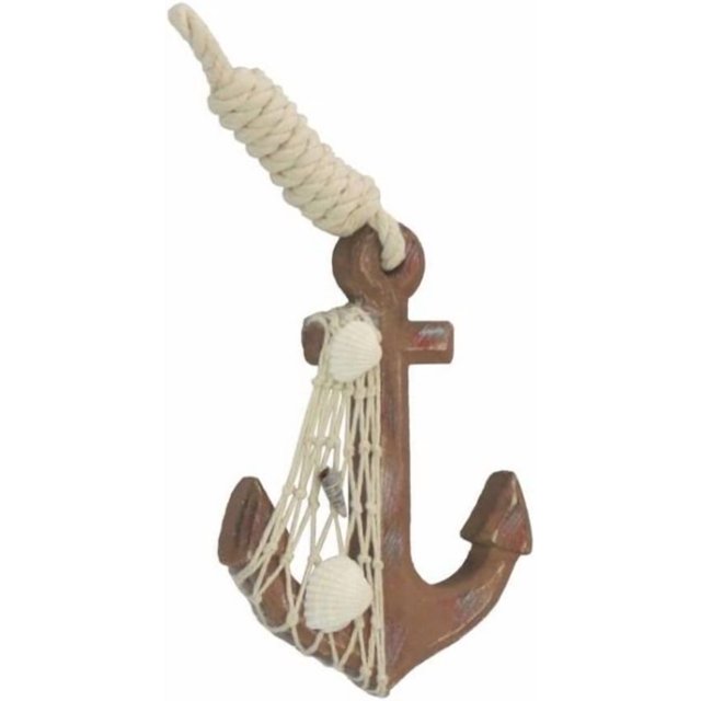 Hampton Nautical Anchor-304 Wooden Rustic Decorative Anchor 6" - Anchor Decoration - Nautical Anchor Decor