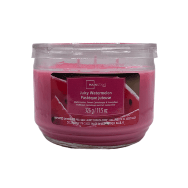 Mainstays Juicy Watermelon Scented 3-Wick Glass Jar Candle, 11.5 oz