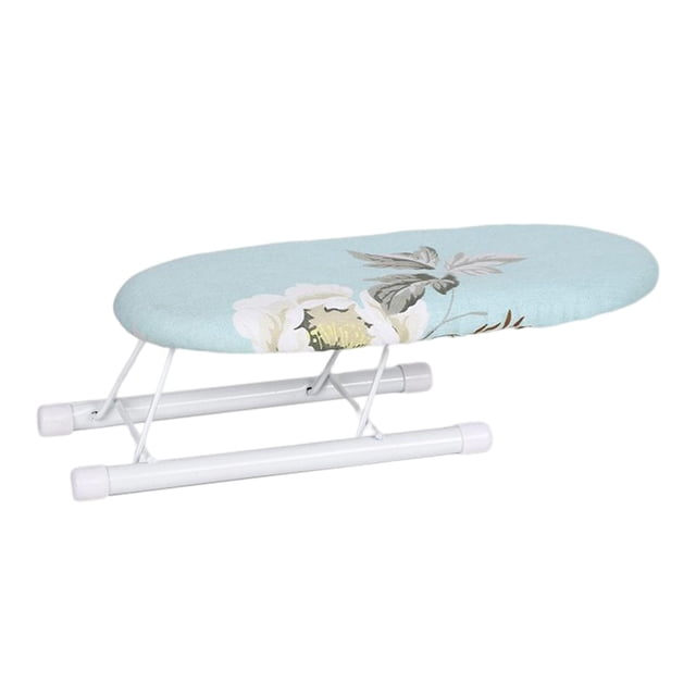 Steel Table Top Ironing Board Compact Foldable Legs with Heat Resistant Board Cover Slip for Laundry Dorm Desk