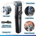 thumbnail image 3 of Vacutrim Cordless Mens Beard Trimmer, Rechargeable Electric Shaver with 20 Trim Setting Calibration Dial and Built-in Vacuum for Mustache, Sideburns. Facial Hair, Black, 7.5", As Seen On TV, 3 of 10