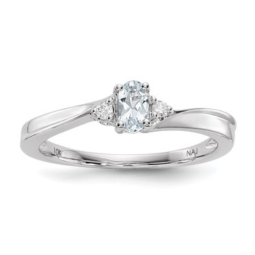 925 Sterling Silver Rhodium-Plated Aquamarine Birthstone Ring