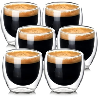 ZCtt Set of 6 Double-Walled 80ml Borosilicate Glass Espresso Cups