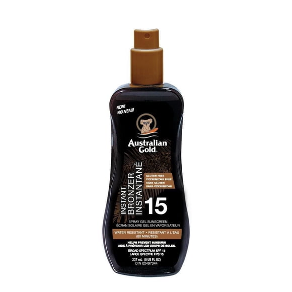 Australian Gold Instant Bronzer Spray Gel Sunscreen SPF 15